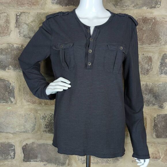 Retrofit black‎ Henley Top Woman's Size Small Long Sleeve Lightweight Layering - Picture 1 of 11